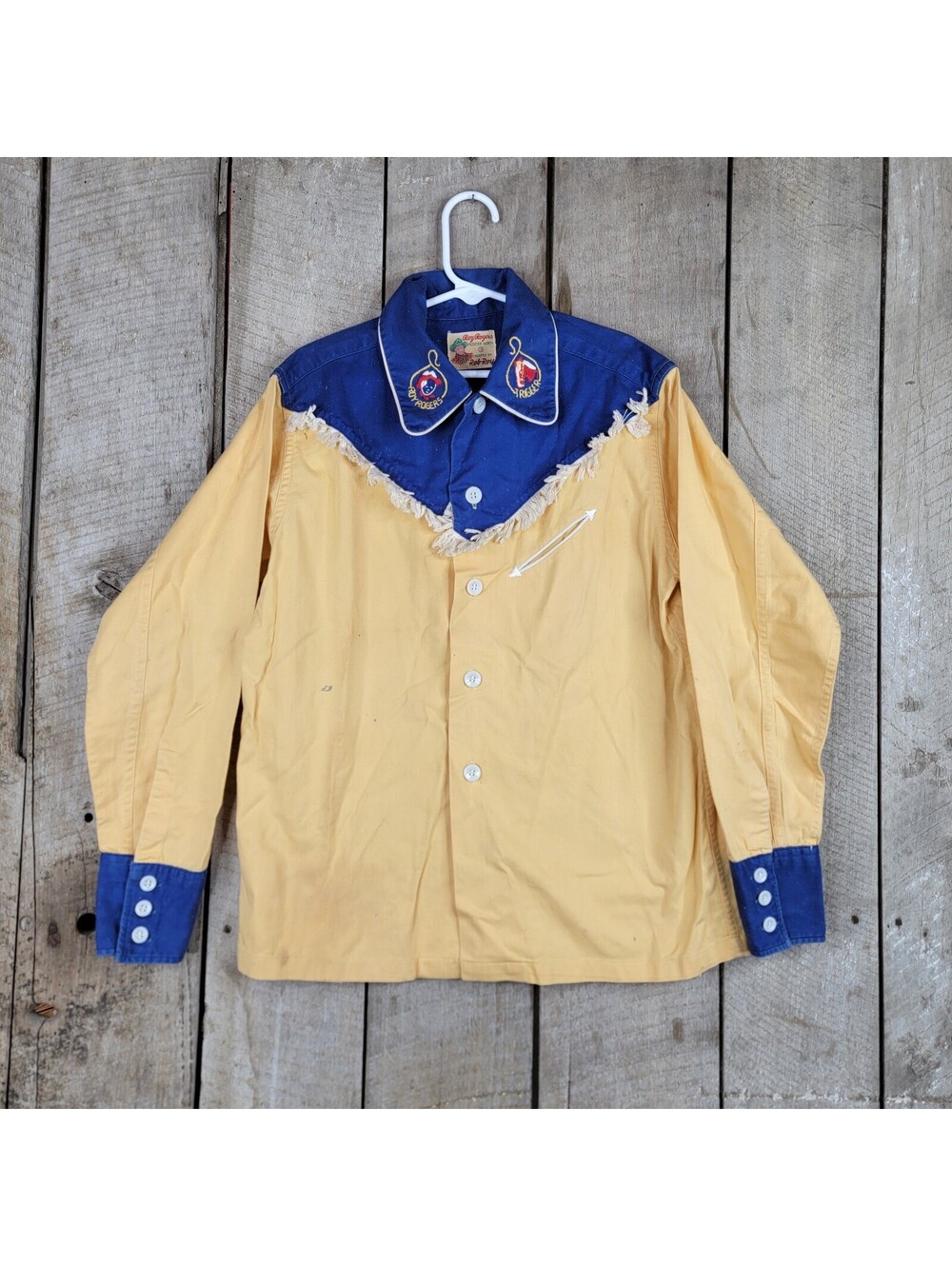 Vintage Roy Rogers Frontier Shirt Kids 12 Western Cowboy Fringe Yellow